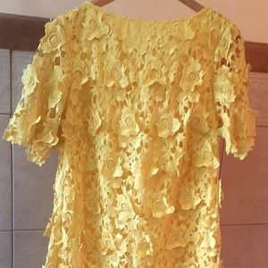 Asos Yellow Short Sleeve Crochet Dress Size US 10